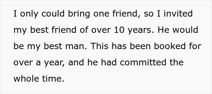 Screenshot of text detailing a friend's commitment to a wedding, later missed due to withdrawal issues. Screenshot of text detailing a friend's commitment to a wedding, later missed due to withdrawal issues.