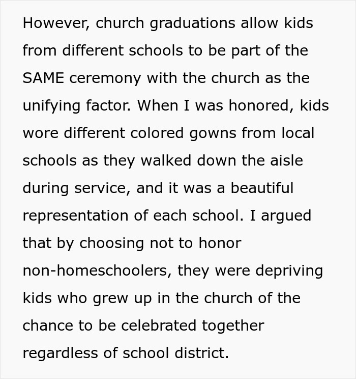 Church Enforces Homeschooling Ideology, 18YO Upset That They Cancel Their Own Graduation Tradition Church Enforces Homeschooling Ideology, 18YO Upset That They Cancel Their Own Graduation Tradition