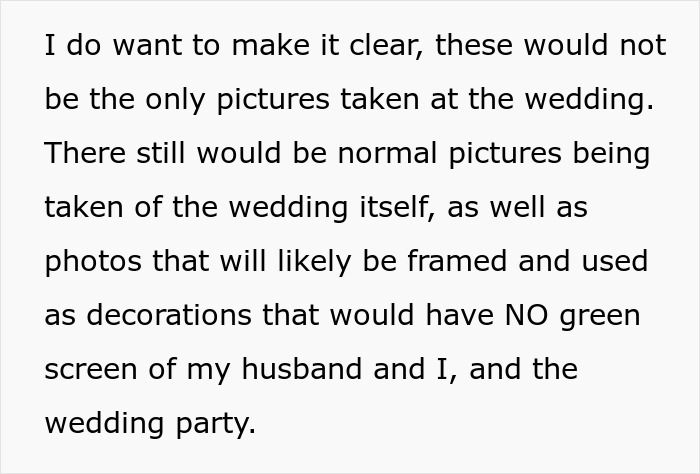 Text snippet clarifying that these are not the only wedding pictures, with normal photos also taken, important for the scary fixation narrative.