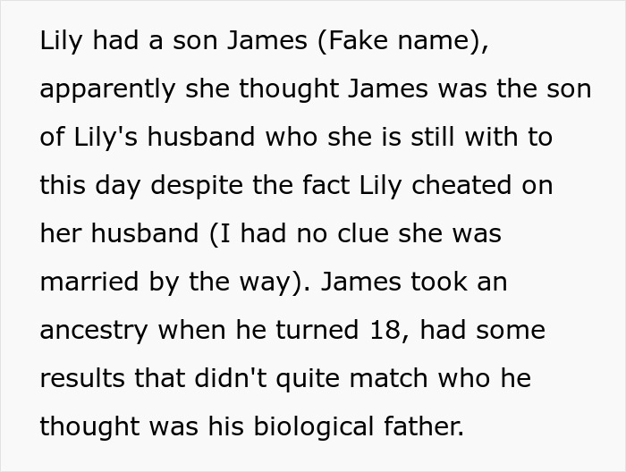 Text snippet: James, a bio son, discovers his biological father through ancestry, impacting the family. Text snippet: James, a bio son, discovers his biological father through ancestry, impacting the family.