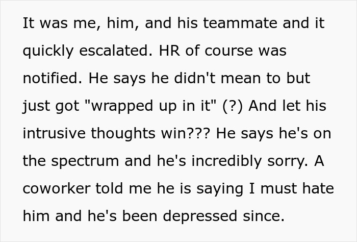 Woman's Creepy Coworker Cut Off Her Hair After Months Of Weird Comment, Blames It On "Intrusive Thought" Woman's Creepy Coworker Cut Off Her Hair After Months Of Weird Comment, Blames It On "Intrusive Thought"