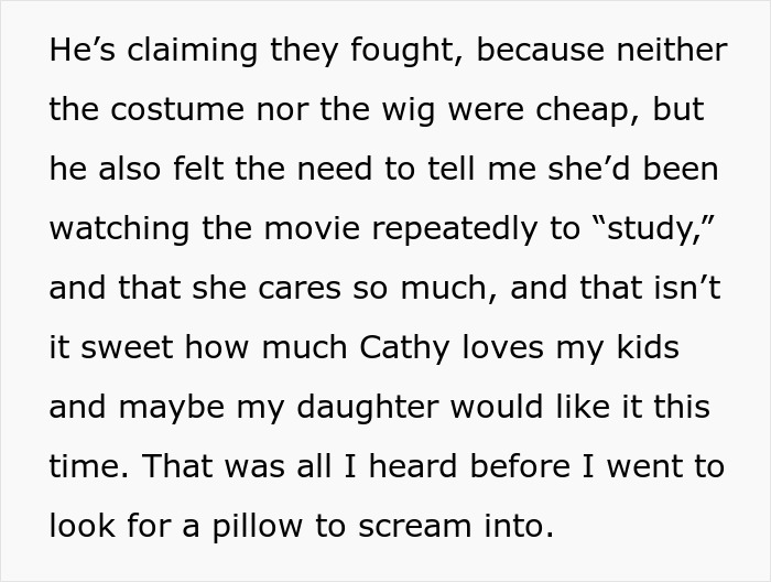 Stepmom in K-Pop character costume attempts to hijack kid's birthday party with expensive wig. Stepmom in K-Pop character costume attempts to hijack kid's birthday party with expensive wig.