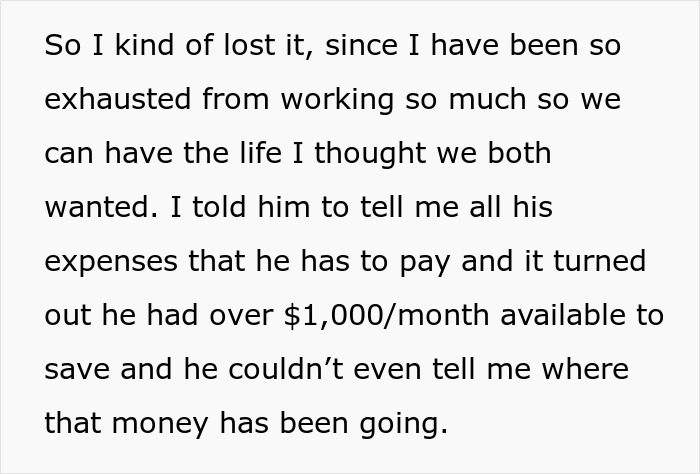 The bride-to-be learns her fiancé could save over $1,000 monthly but can't account for the missing money. The bride-to-be learns her fiancé could save over $1,000 monthly but can't account for the missing money.
