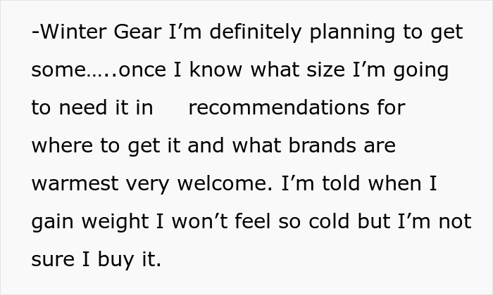 A teen escapes controlling mom. The text discusses plans to get winter gear and gaining weight to feel warmer. A teen escapes controlling mom. The text discusses plans to get winter gear and gaining weight to feel warmer.