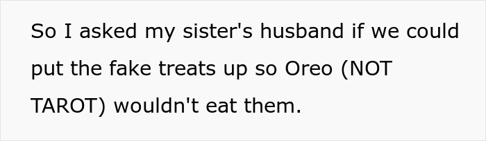 A screenshot from a social media post about fake treats and the service dog issue at the wedding.