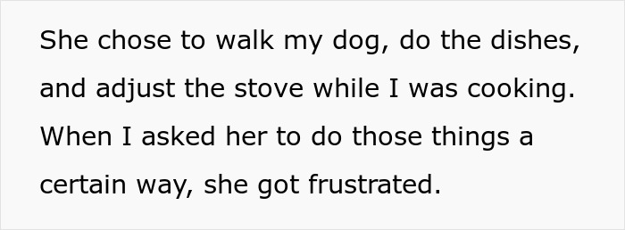 Text details the Mom's hissy fit, frustrated when asked to stop during DIL's delivery by her son.