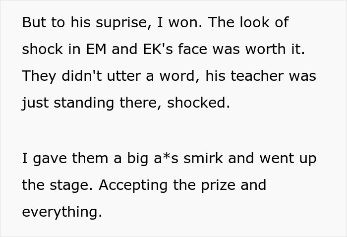 Teenage girl's victory shocks boy and his mom, making her mom's sexist remarks backfire. Teenage girl's victory shocks boy and his mom, making her mom's sexist remarks backfire.