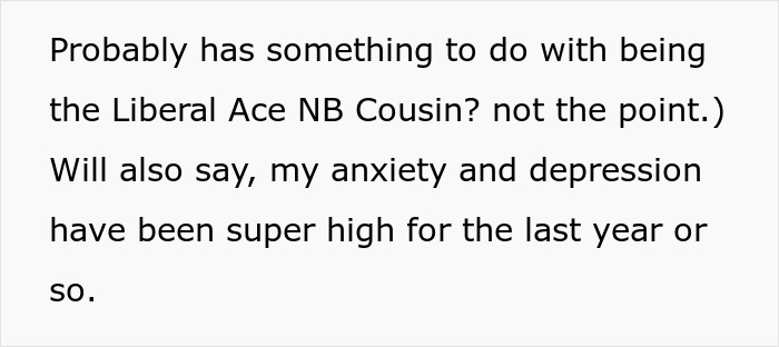 Text snippet: My anxiety and depression have been super high, a sibling's service dog is vital for mental health.