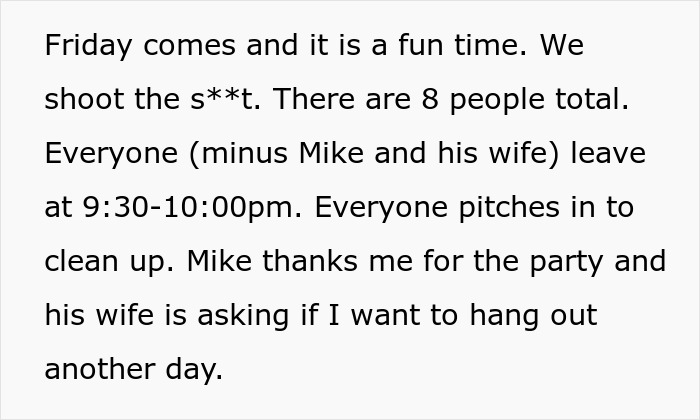 A screenshot of text about friends having a fun party, helping a woman realize she needs to break up with her BF. A screenshot of text about friends having a fun party, helping a woman realize she needs to break up with her BF.