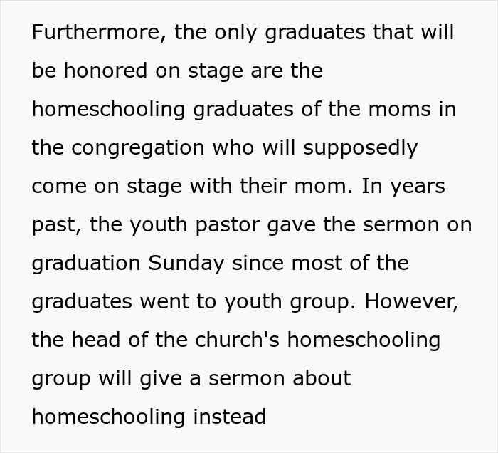 Church Enforces Homeschooling Ideology, 18YO Upset That They Cancel Their Own Graduation Tradition Church Enforces Homeschooling Ideology, 18YO Upset That They Cancel Their Own Graduation Tradition
