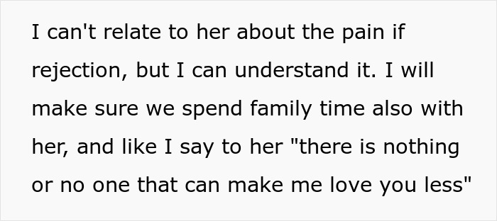 Text discussing the pain of rejection and family time, relevant to the family vacation conflict.