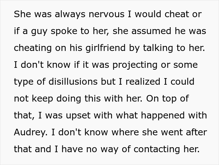 Online complaint from a woman about her cheating ex and his take.