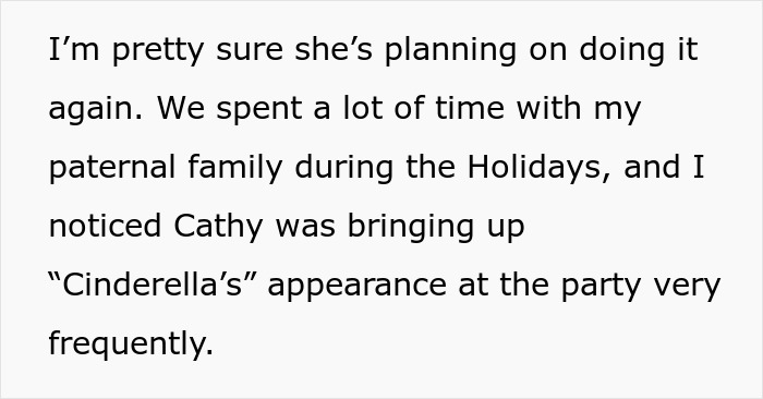 Text discussing the stepmom's continued interest in repeating her K-pop character appearance at future parties. Text discussing the stepmom's continued interest in repeating her K-pop character appearance at future parties.
