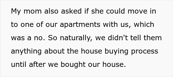 Screenshot of text: The couple didn't tell their moms about buying their dream home until after. Screenshot of text: The couple didn't tell their moms about buying their dream home until after.