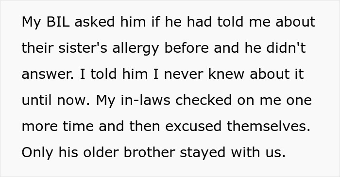 Text snippet describing the husband's violent reaction to allergic SIL peanuts and not disclosing the allergy. Text snippet describing the husband's violent reaction to allergic SIL peanuts and not disclosing the allergy.