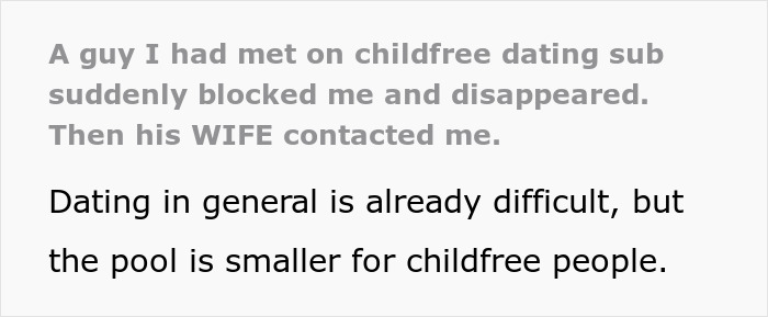 Woman Learns Guy She Met On Childfree Dating Sub Is Seeing 3 Other Ladies And Cheating On His Wife Woman Learns Guy She Met On Childfree Dating Sub Is Seeing 3 Other Ladies And Cheating On His Wife