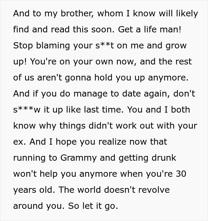 Text directly addressing the entitled man, urging him to grow up and stop blaming others for his wedding proposal failure.