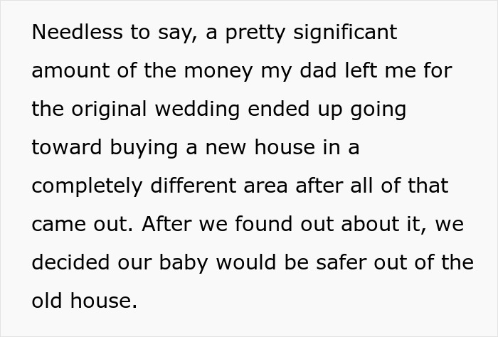 Text about money from dad and moving to a new house for baby safety due to a woman's scary fixation.