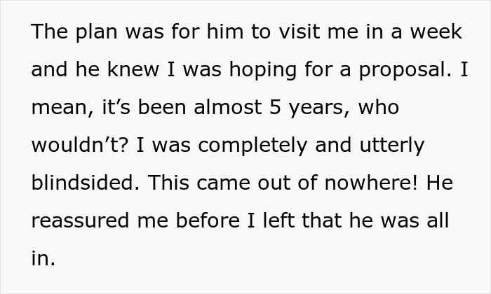 A screenshot of text about a man hiding his baby from his family and hoping for a proposal.