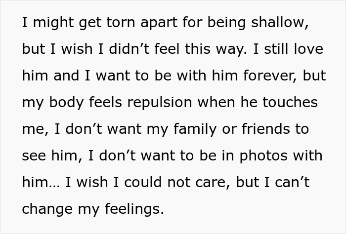 Woman Opens Up About Being Repulsed By Boyfriend, Gets A Reality Check From The Internet Woman Opens Up About Being Repulsed By Boyfriend, Gets A Reality Check From The Internet