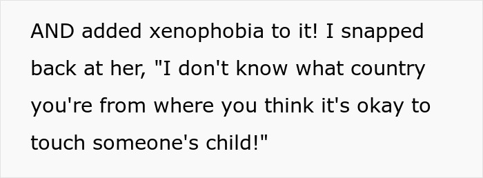 Text snippet about xenophobic remarks and touching a child, showing how xenophobic remarks are weaponized. Text snippet about xenophobic remarks and touching a child, showing how xenophobic remarks are weaponized.