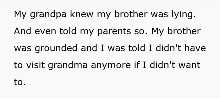 Text explaining how an entitled man's grandpa knew his brother was lying, leading to consequences.