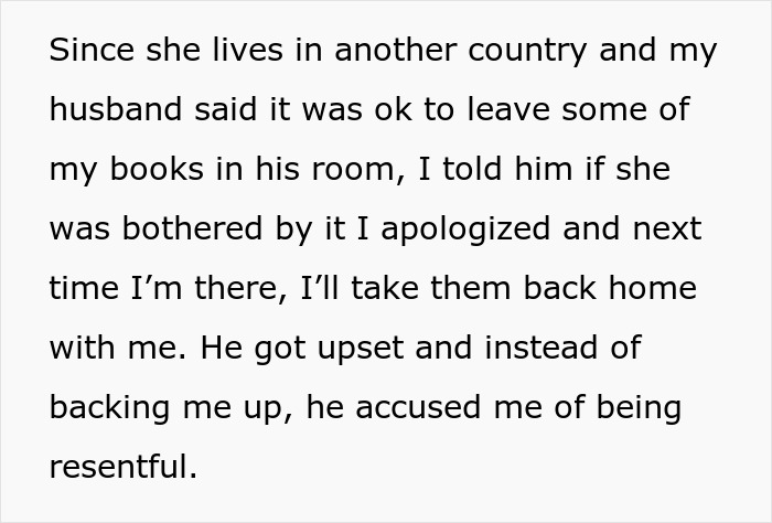Feeling like the third wheel, a woman's husband accuses her of being resentful for wanting to move her books. Feeling like the third wheel, a woman's husband accuses her of being resentful for wanting to move her books.