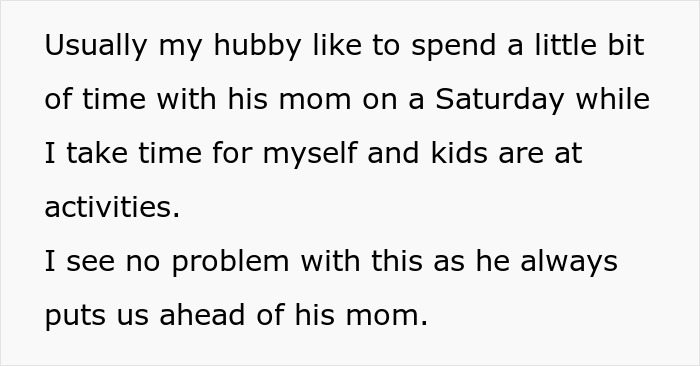 Text snippet discussing the son agreeing to a ride, but Saturday visits stopping. Text snippet discussing the son agreeing to a ride, but Saturday visits stopping.
