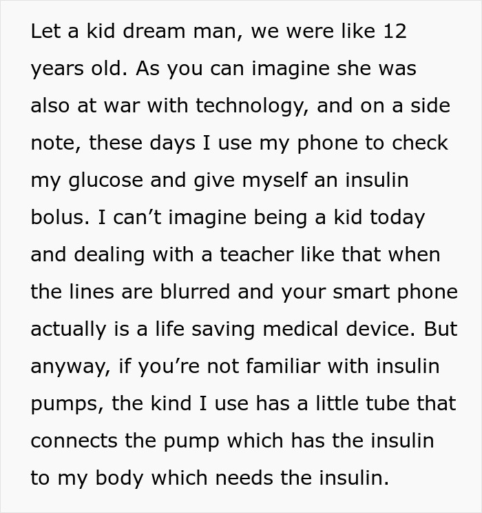 Text discussing a kid's dream and a teacher at war with technology, where the teacher could learn a lesson. Text discussing a kid's dream and a teacher at war with technology, where the teacher could learn a lesson.
