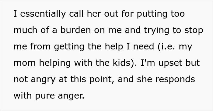 Man discusses his postpartum wife's pure anger at his request for help, despite his cancer affecting him.