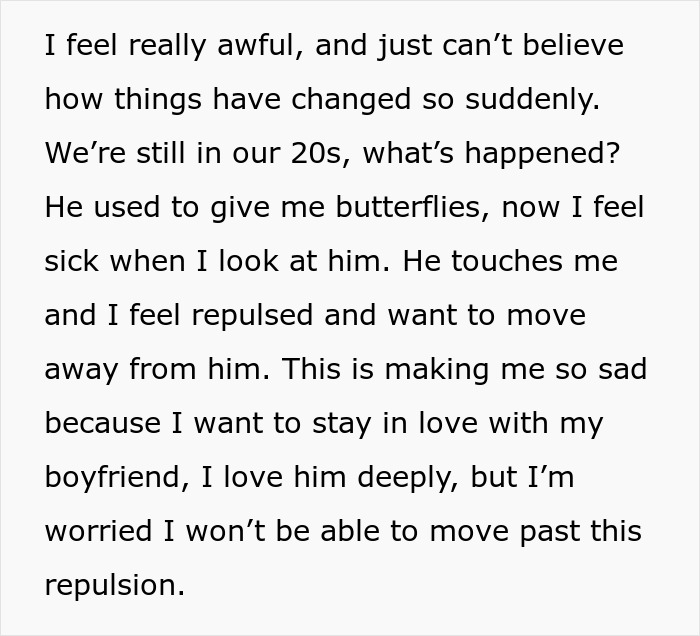Woman Opens Up About Being Repulsed By Boyfriend, Gets A Reality Check From The Internet Woman Opens Up About Being Repulsed By Boyfriend, Gets A Reality Check From The Internet