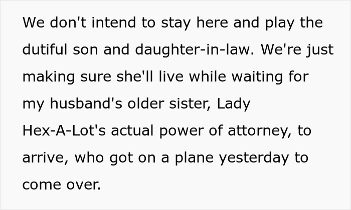 Text explaining a MIL's witching and a potion mishap, detailing legal authority for care.