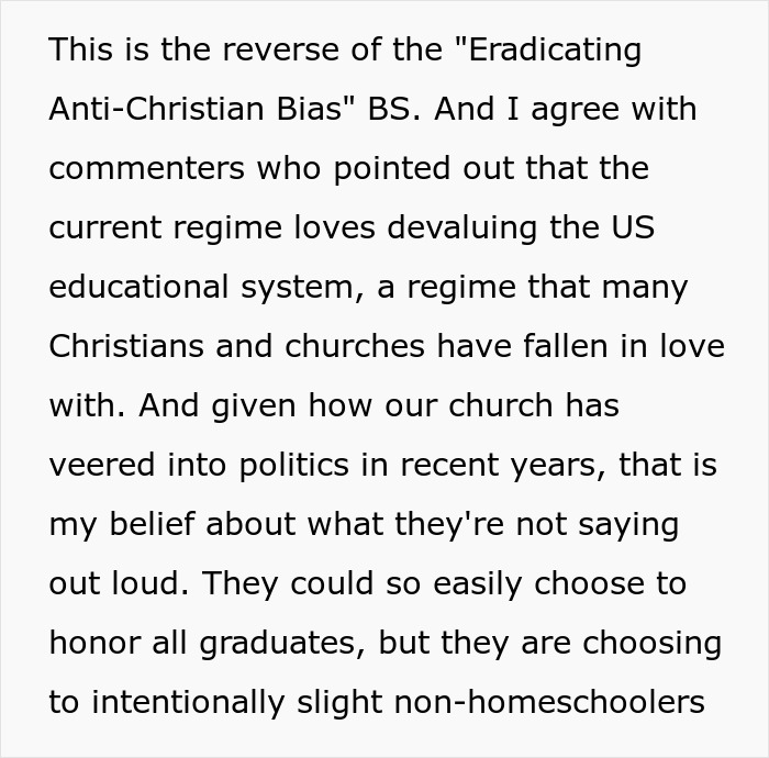 Church Enforces Homeschooling Ideology, 18YO Upset That They Cancel Their Own Graduation Tradition Church Enforces Homeschooling Ideology, 18YO Upset That They Cancel Their Own Graduation Tradition