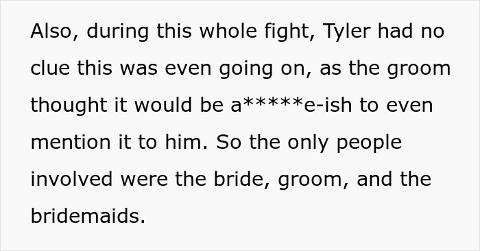 Tyler is unaware of the fight as the groom and bride dispute his inclusion in photos, revealing the bride's twisted values.
