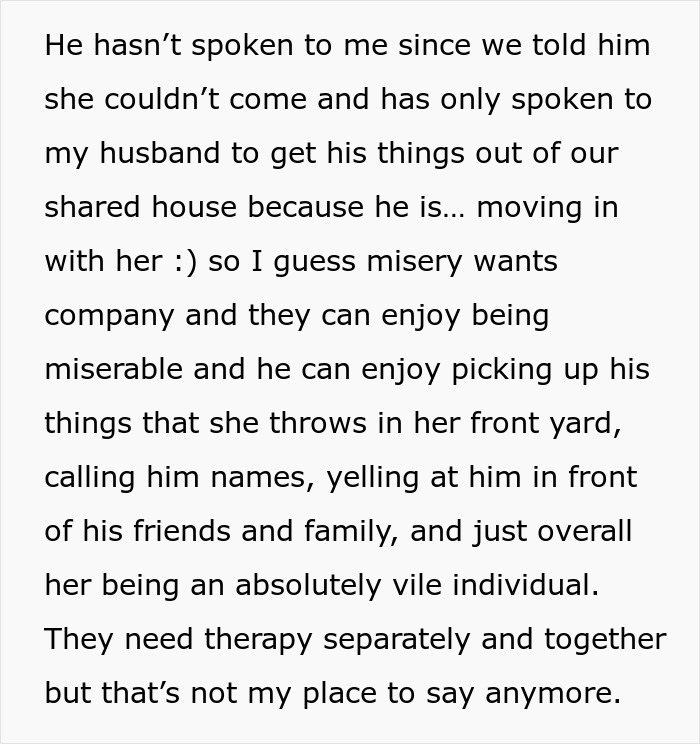 Text explaining how the groomsman moved in with his toxic GF after the wedding, missing his best friend's wedding. Text explaining how the groomsman moved in with his toxic GF after the wedding, missing his best friend's wedding.