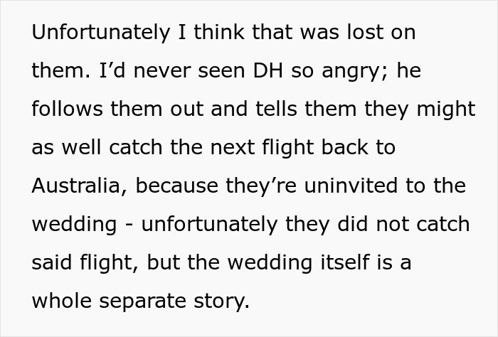 A wedding story about the groom's mother losing it over his bride's gay brother, and the family getting banned.