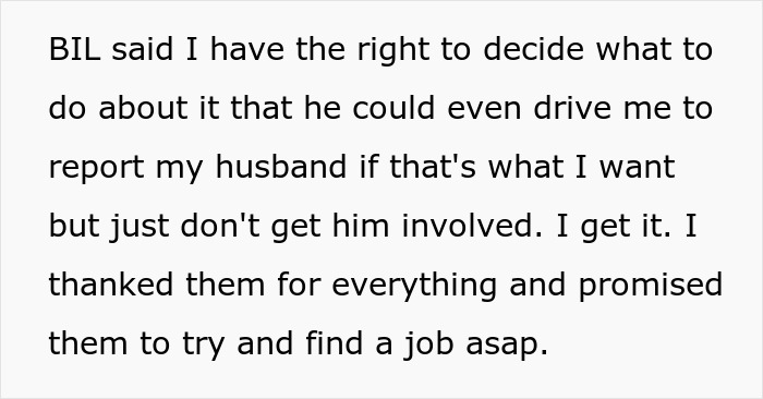 Text snippet discussing a husband's violent reaction and the woman's decision-making regarding her husband's actions. Text snippet discussing a husband's violent reaction and the woman's decision-making regarding her husband's actions.