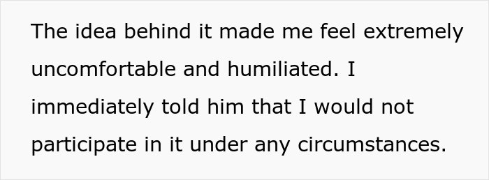 Text snippet: The idea behind it made me feel extremely uncomfortable and humiliated. She realized getting married was a huge mistake.