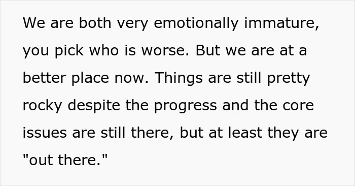 Man horrified by cancer; postpartum wife expects him to slog at home. Both are emotionally immature, but in a better place.