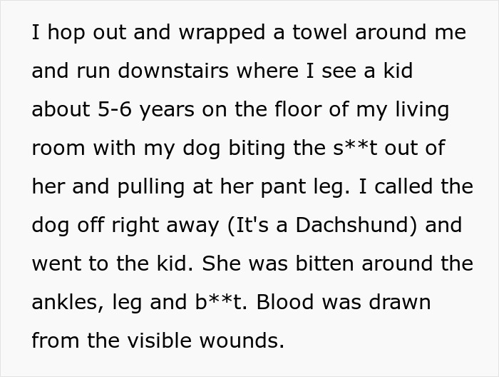 Screenshot of text detailing a dog biting a child in the living room, a dog owner's worst nightmare. Screenshot of text detailing a dog biting a child in the living room, a dog owner's worst nightmare.