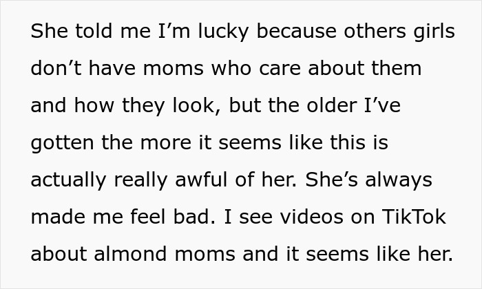 A teen escapes controlling mom, realizing her mothers care was a lie, feeling bad and relating her mom to almond moms. A teen escapes controlling mom, realizing her mothers care was a lie, feeling bad and relating her mom to almond moms.