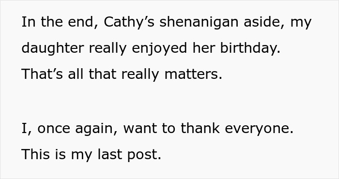 Text post about daughter enjoying her birthday, last post. Stepmom K-pop character, kid's birthday, banned from parties. Text post about daughter enjoying her birthday, last post. Stepmom K-pop character, kid's birthday, banned from parties.