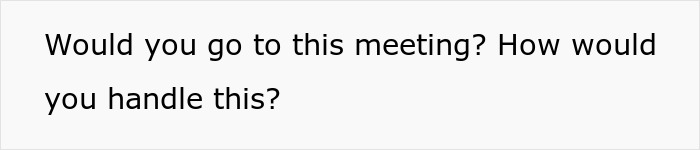 A question from the article asking readers how they would handle a meeting about a childfree wedding. A question from the article asking readers how they would handle a meeting about a childfree wedding.