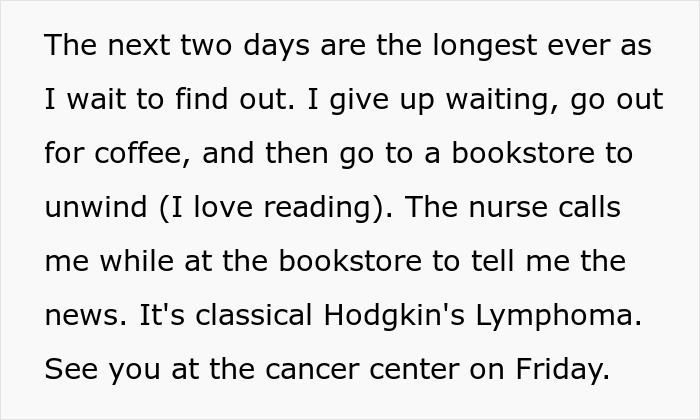 Man horrified as cancer is diagnosed as Hodgkin's Lymphoma; postpartum wife expects him to slog at home.