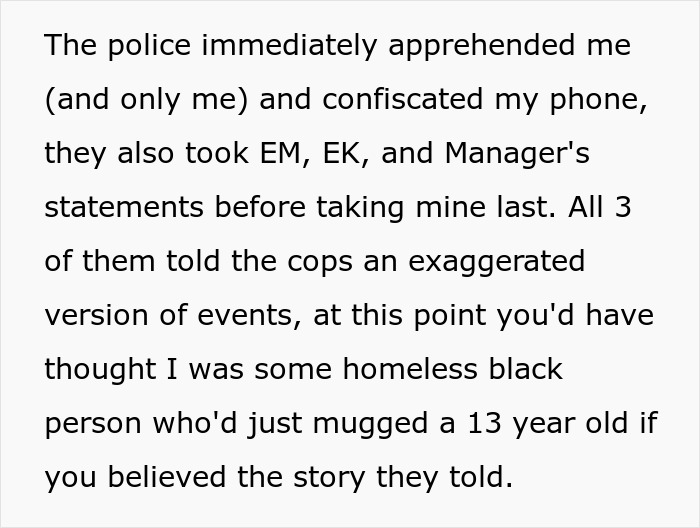 Text describing the police apprehending a Black woman and confiscating her expensive phone, based on a racist Karen's call. Text describing the police apprehending a Black woman and confiscating her expensive phone, based on a racist Karen's call.