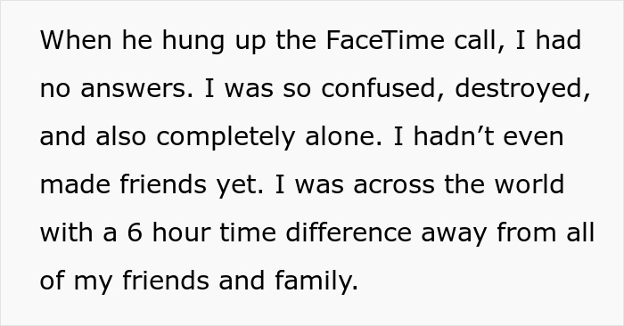 A screenshot of text about a man hiding his baby from his family and being alone after a call.