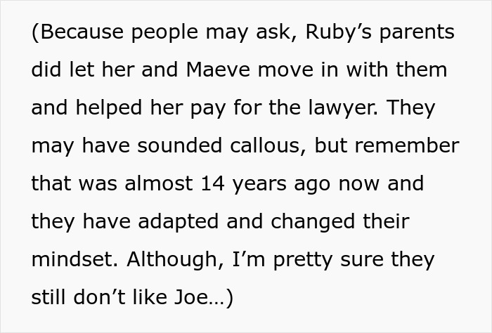 Text snippet: Parents helped their daughter and granddaughter after the serial cheater hid his secret kid, supporting them legally. Text snippet: Parents helped their daughter and granddaughter after the serial cheater hid his secret kid, supporting them legally.