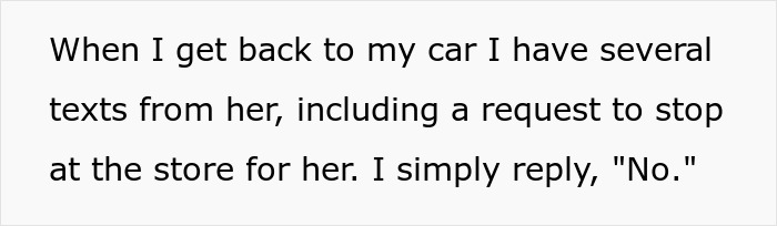 Text showing a husband refusing a request from his postpartum wife, emphasizing marital tension at home.