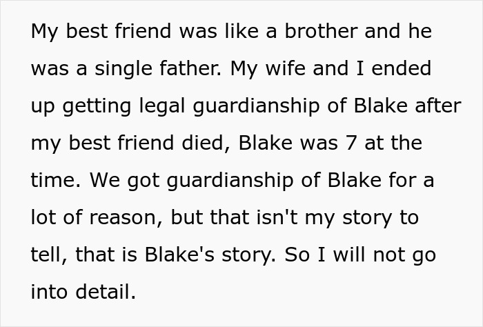 Screenshot of text detailing how a dad got legal guardianship of his best friend's son, focusing on the adoption aspect. Screenshot of text detailing how a dad got legal guardianship of his best friend's son, focusing on the adoption aspect.