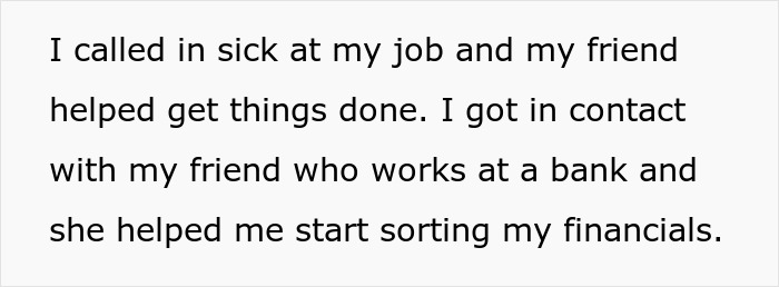A woman sorting financials after seeing her husband and sister naked.